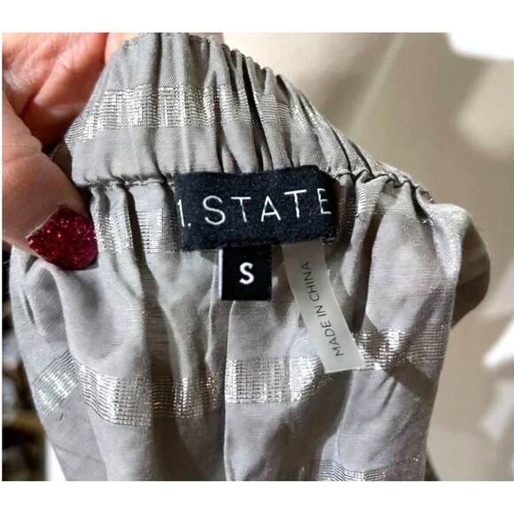 1. State Twilight Hour Metallic Stripe Off Shoulder Blouse Top NWT Size Small - Picture 5 of 6